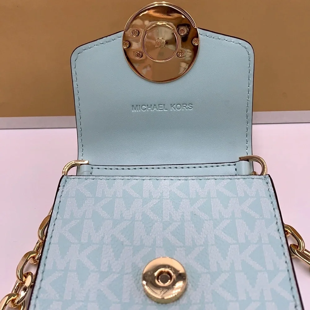 NWT MICHAEL KORS CARMEN SMALL NORTH SOUTH XBODY BAG FAIR AQUA COLOR